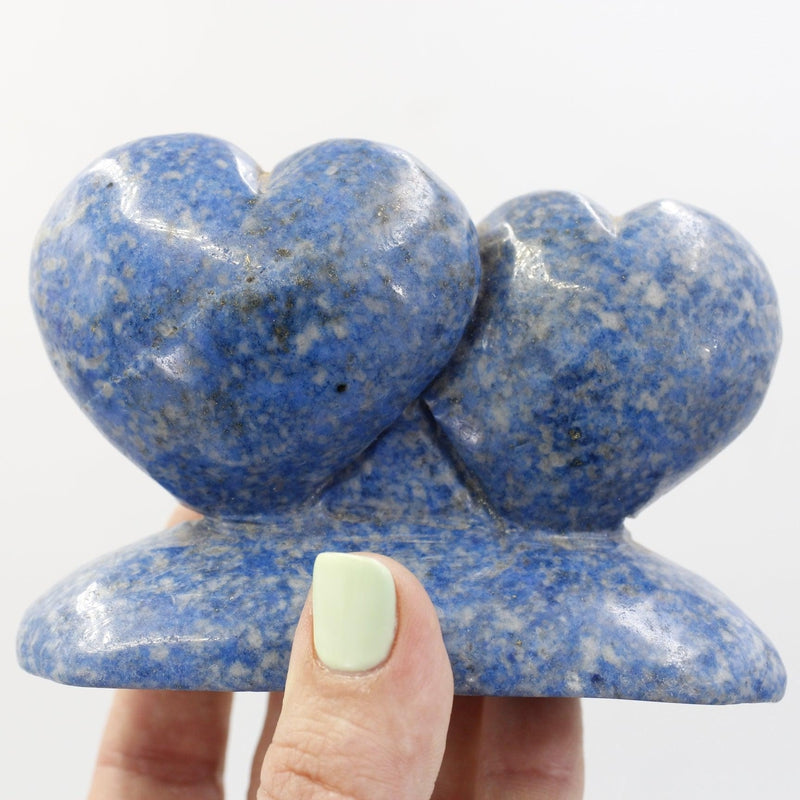 Natural Lapis Lazuli Double Heart Statue || Inner Wisdom, Truth || Pakistan-Nature's Treasures