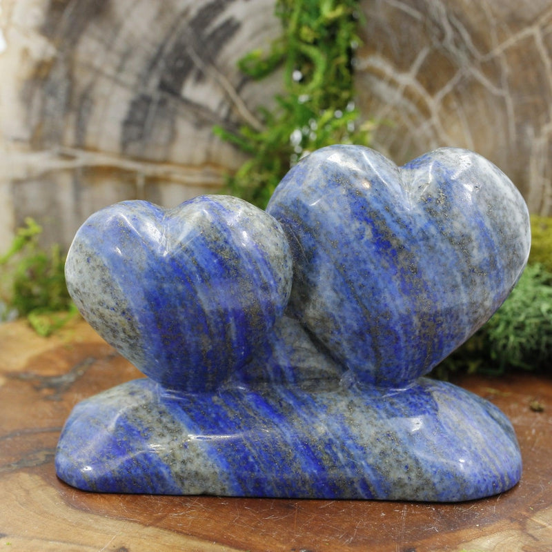 Natural Lapis Lazuli Double Heart Statue || Inner Wisdom, Truth || Pakistan-Nature's Treasures