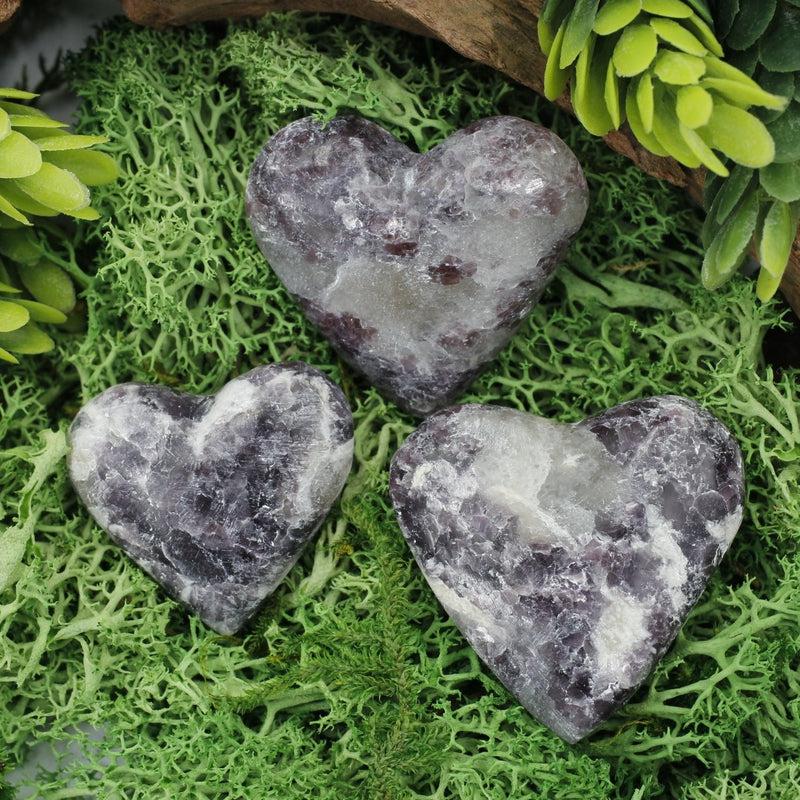 Natural Lepidolite Pocket Hearts || Peace, Cleansing, Stress Relief || Brazil-Nature's Treasures