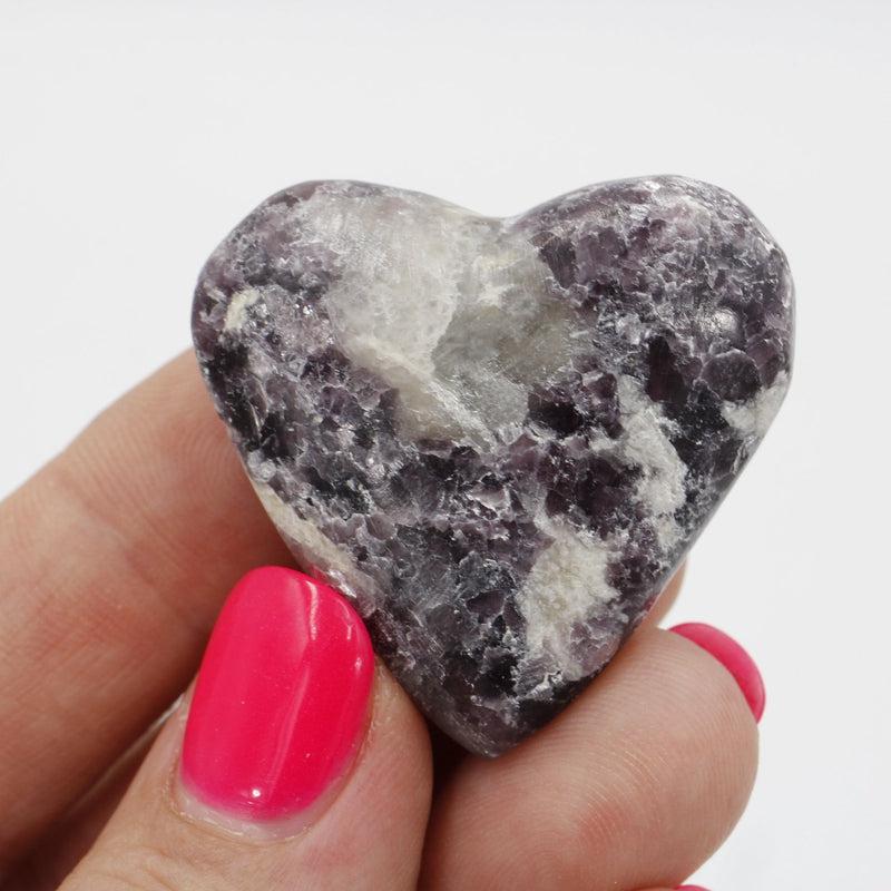 Natural Lepidolite Pocket Hearts || Peace, Cleansing, Stress Relief || Brazil-Nature's Treasures