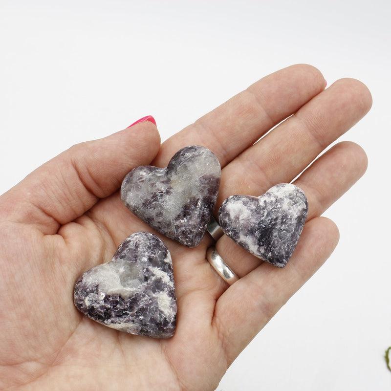 Natural Lepidolite Pocket Hearts || Peace, Cleansing, Stress Relief || Brazil-Nature's Treasures