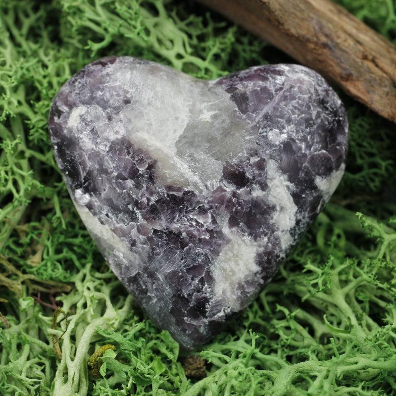 Natural Lepidolite Pocket Hearts || Peace, Cleansing, Stress Relief || Brazil