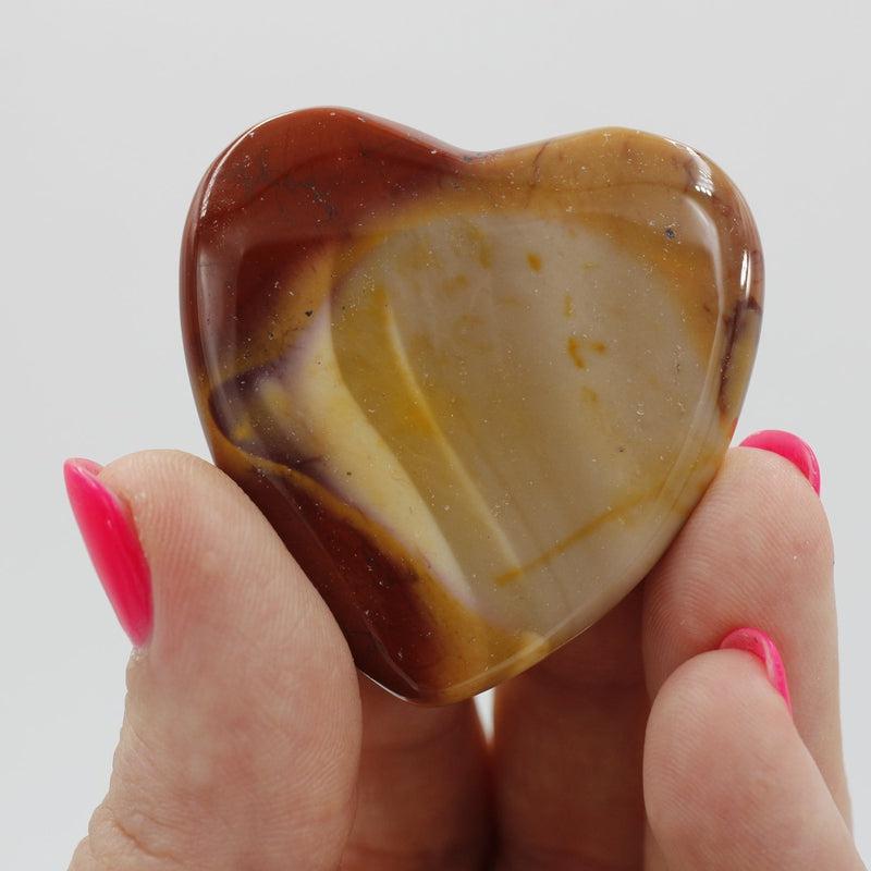 Natural Mookaite Jasper Flat Pocket Hearts || Protection, Instinct || Australia-Nature's Treasures