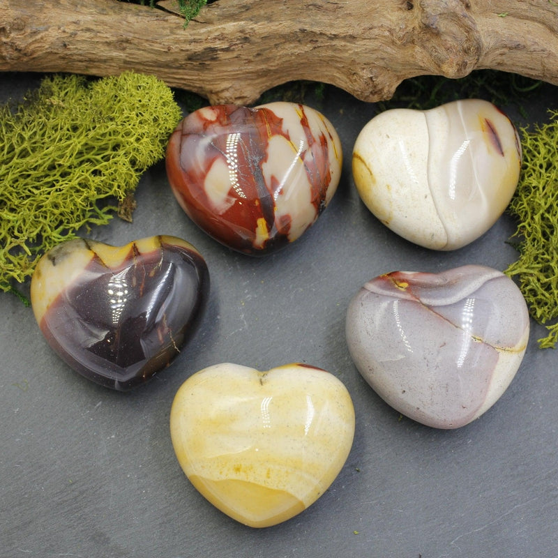 Natural Mookaite Jasper Pocket Hearts || Protection, Instinct || Australia-Nature's Treasures