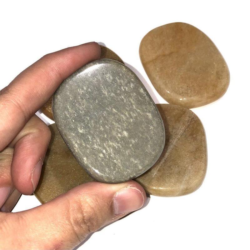 Natural Moonstone Flat Palm Stones || Kundalini Energy-Nature's Treasures