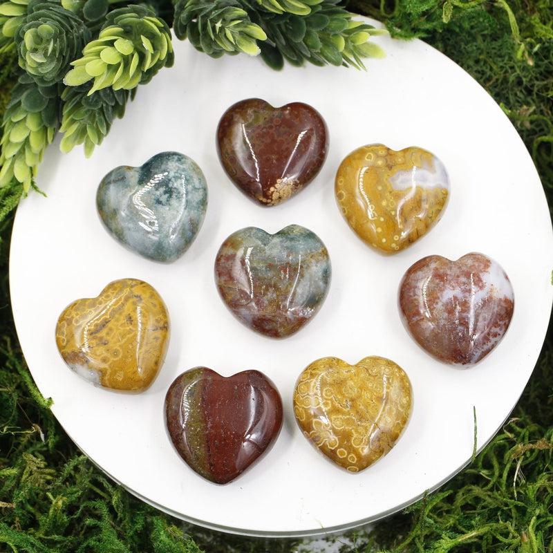 Natural Ocean Jasper Pocket Hearts 30 MM || Joy, Emotional Healing || Madagascar-Nature's Treasures