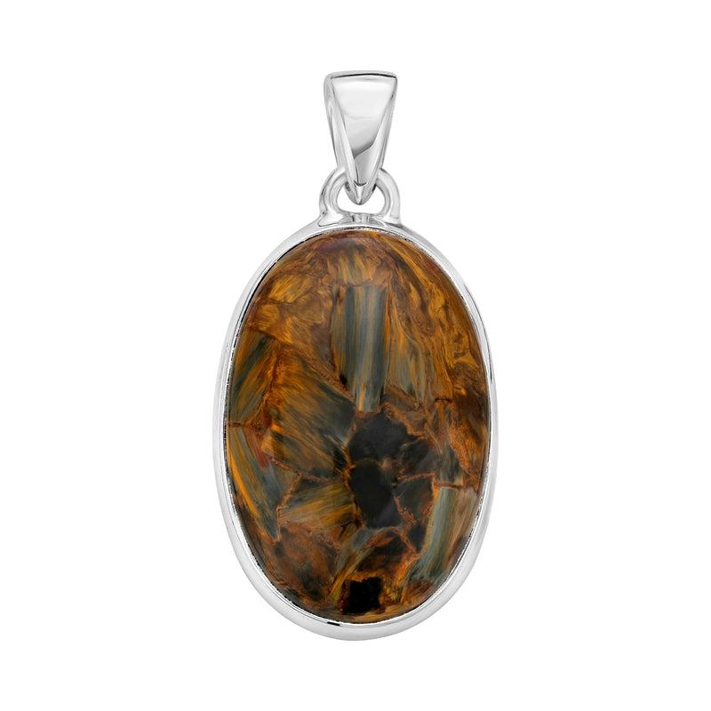 Natural Pietersite Oval Pendant | .925 Sterling Silver | Namibia-Nature's Treasures