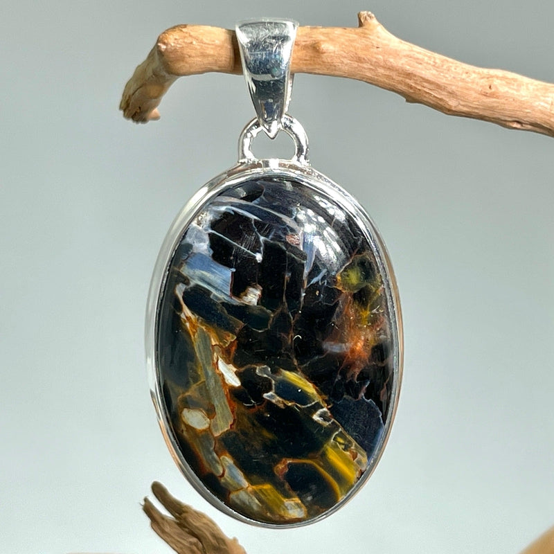Natural Pietersite Oval Pendant | .925 Sterling Silver | Namibia-Nature's Treasures