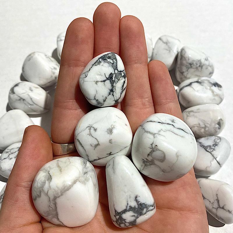 Natural Polished White Howlite Tumbled Stones || Calming & Emotional Soothing || China-Nature's Treasures