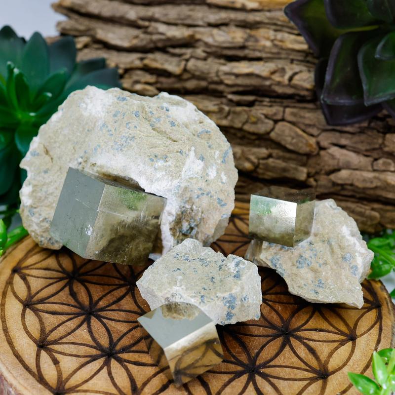 Natural Pyrite Cubes In Matrix-Nature's Treasures