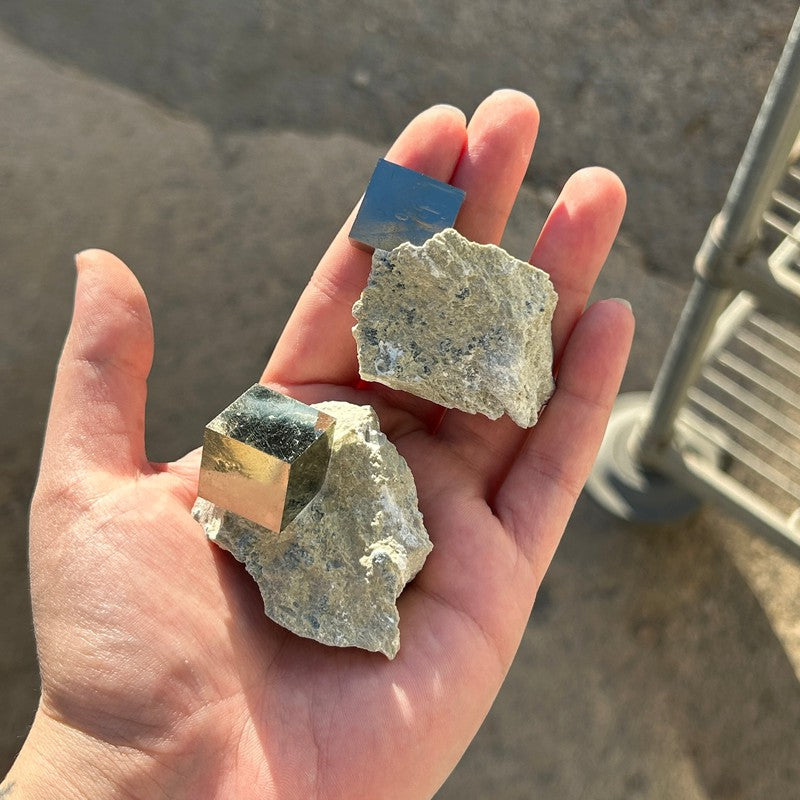 Natural Pyrite Cubes In Matrix