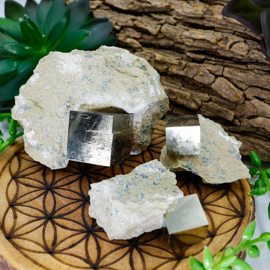 Natural Pyrite Cubes In Matrix-Nature's Treasures
