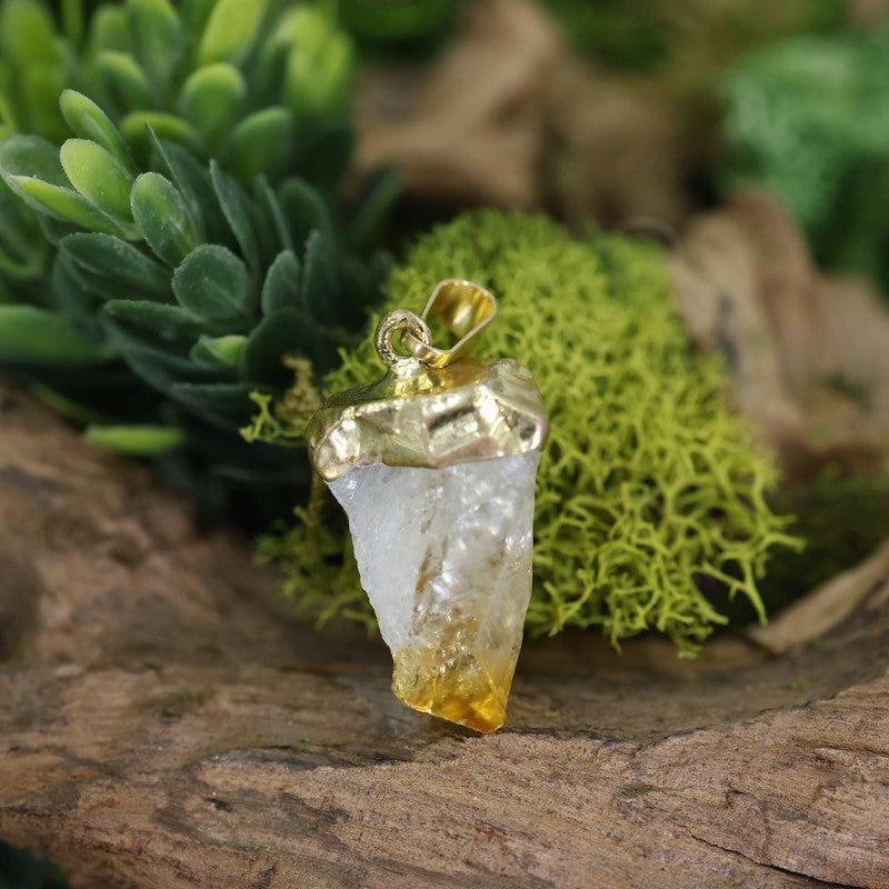 Natural Rough Citrine Point Pendants-Nature's Treasures