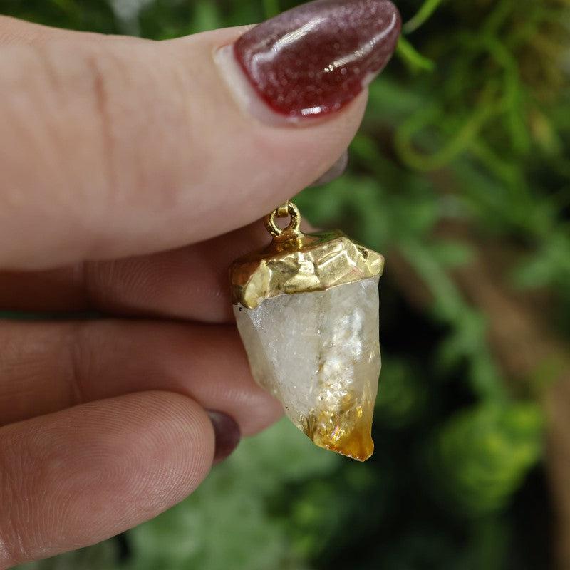 Natural Rough Citrine Point Pendants-Nature's Treasures