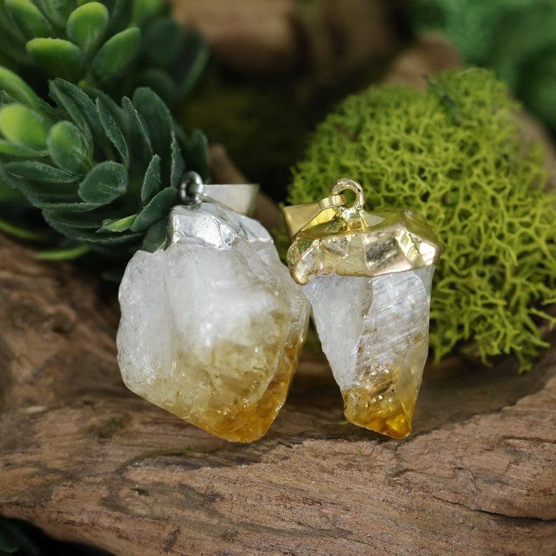 Natural Rough Citrine Point Pendants-Nature's Treasures