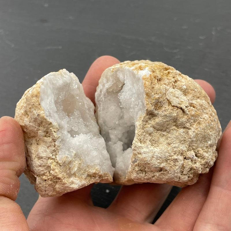 Natural Rough Druzy Quartz Geode Pair || Morocco