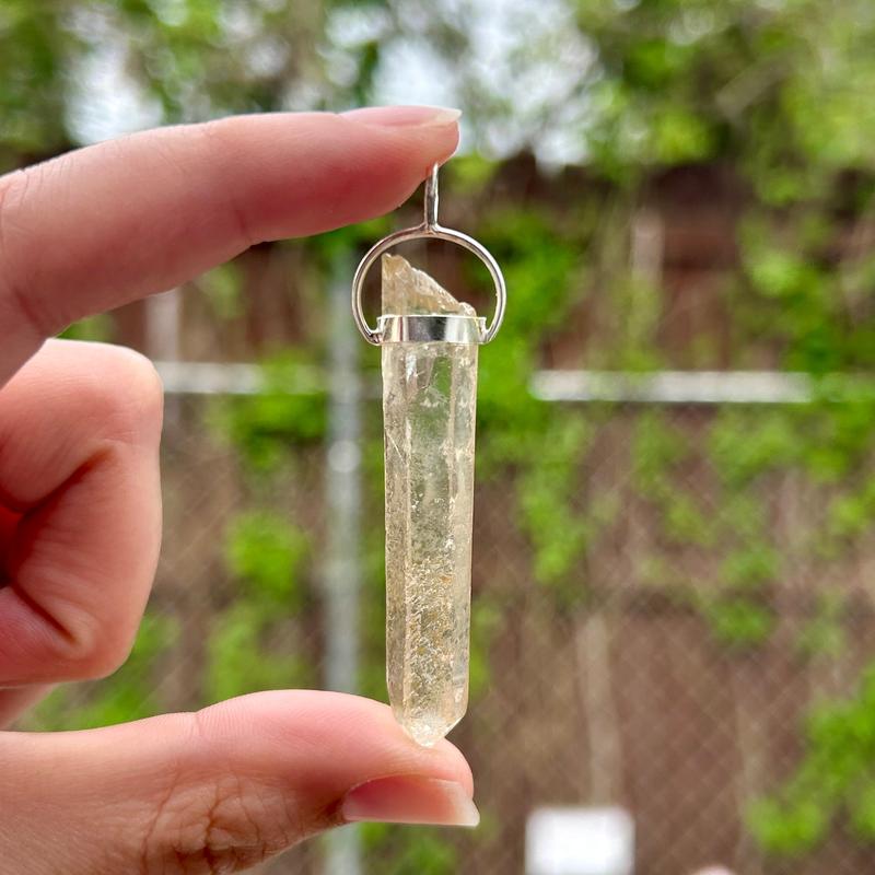 Natural Rough Golden Lemurian Quartz Pendants|| .925 Sterling Silver-Nature's Treasures