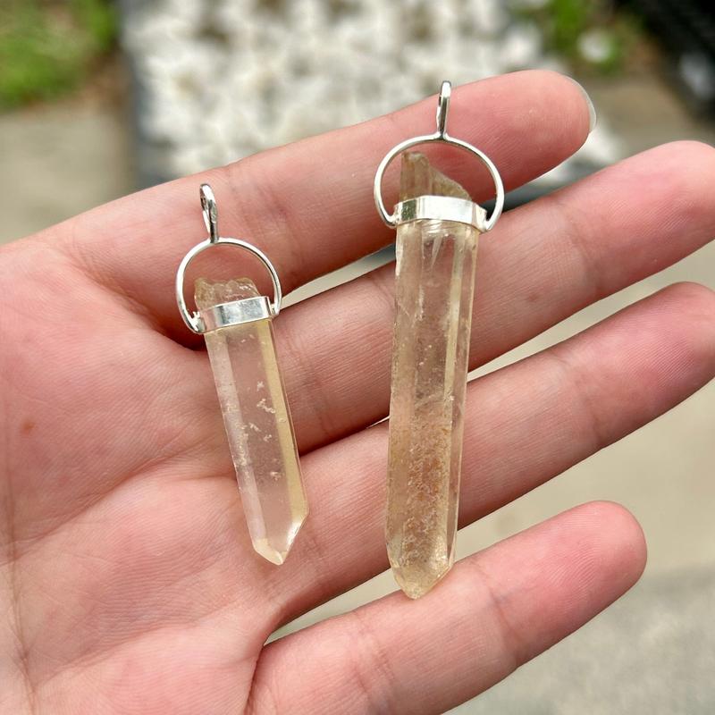 Natural Rough Golden Lemurian Quartz Pendants|| .925 Sterling Silver-Nature's Treasures