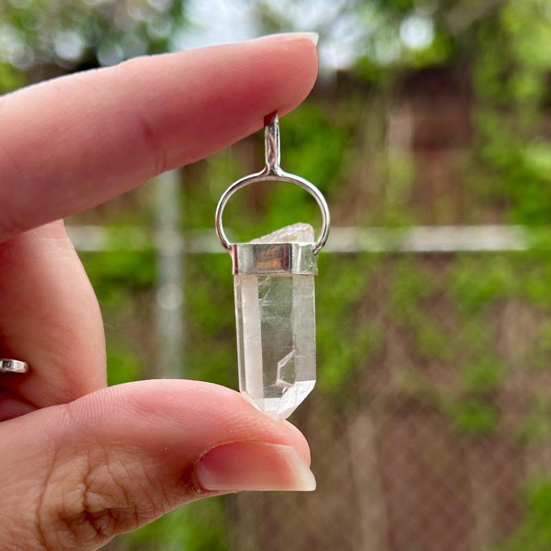 Natural Rough Lemurian Seed Quartz Point Pendant || .925 Sterling Silver-Nature's Treasures