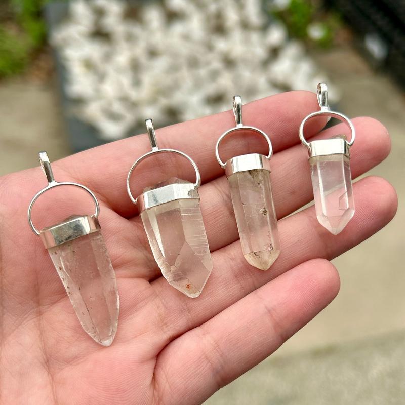 Natural Rough Lemurian Seed Quartz Point Pendant || .925 Sterling Silver-Nature's Treasures