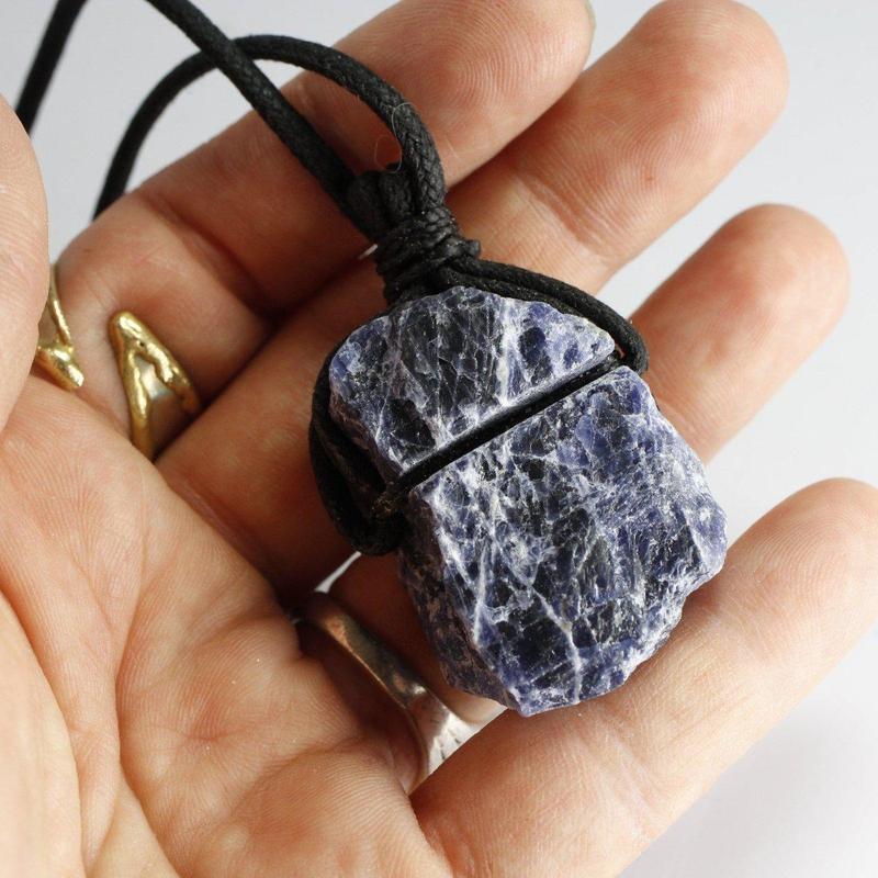 Natural Rough Sodalite Necklace || 18" Cord-Nature's Treasures