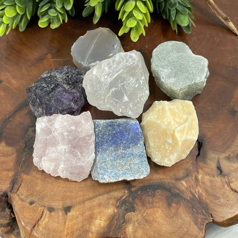Natural Rough Stone Set In Velvet Bag || Chakra Set-Nature's Treasures