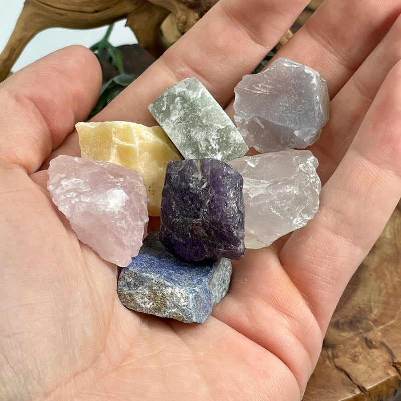 Natural Rough Stone Set In Velvet Bag || Chakra Set-Nature's Treasures