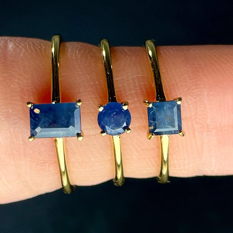 Natural Royal Blue Sapphire Ring || 14K Vermeil Yellow Gold || Sri Lanka