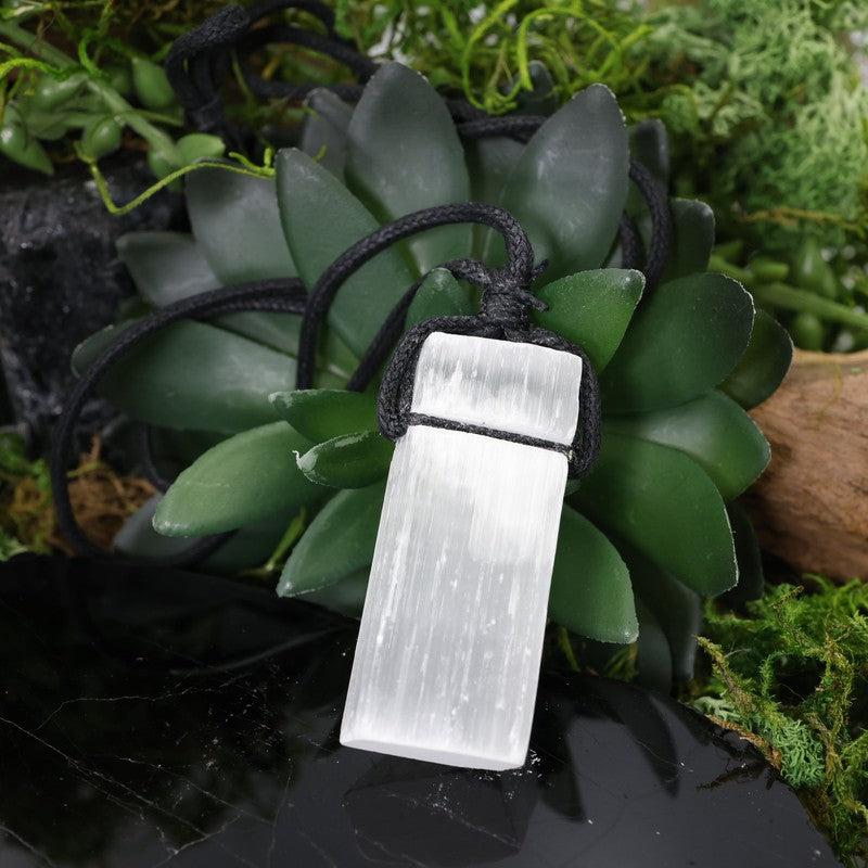 Natural Selenite Necklace || 18" Cord-Nature's Treasures