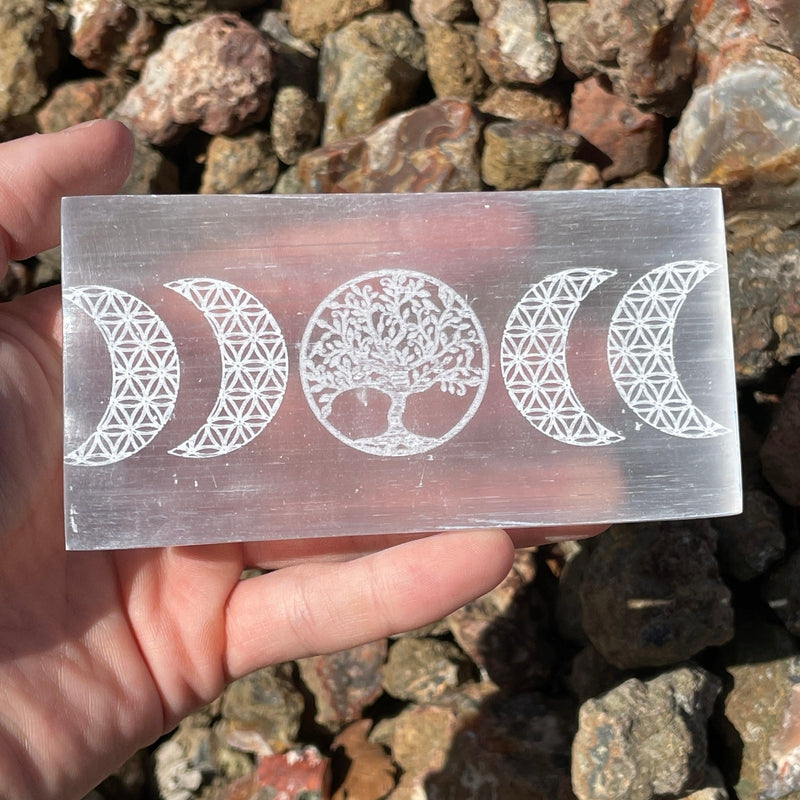 Natural Selenite Satin Spar Rectangle Charging Plates || Aura Cleansing-Nature's Treasures