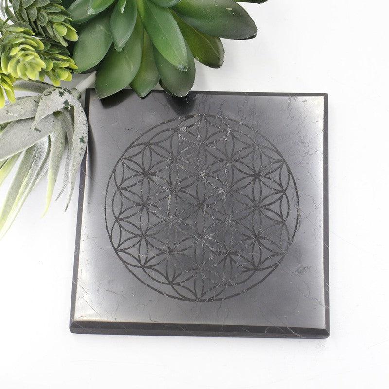 Natural Shungite Square Tile Charging Plates || EMF Blocker-Nature's Treasures