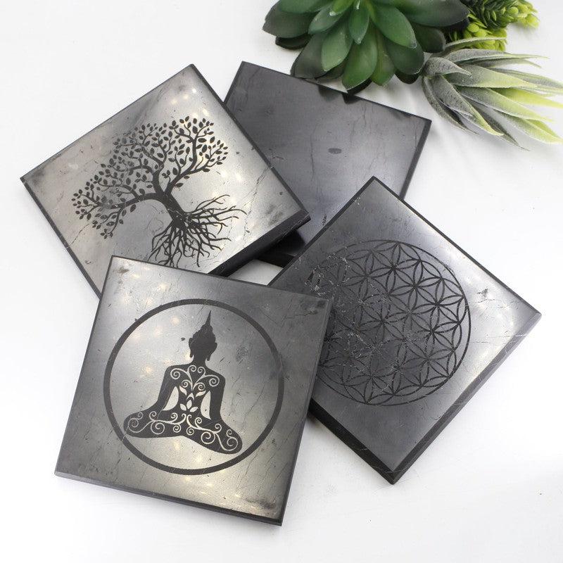 Natural Shungite Square Tile Charging Plates || EMF Blocker-Nature's Treasures