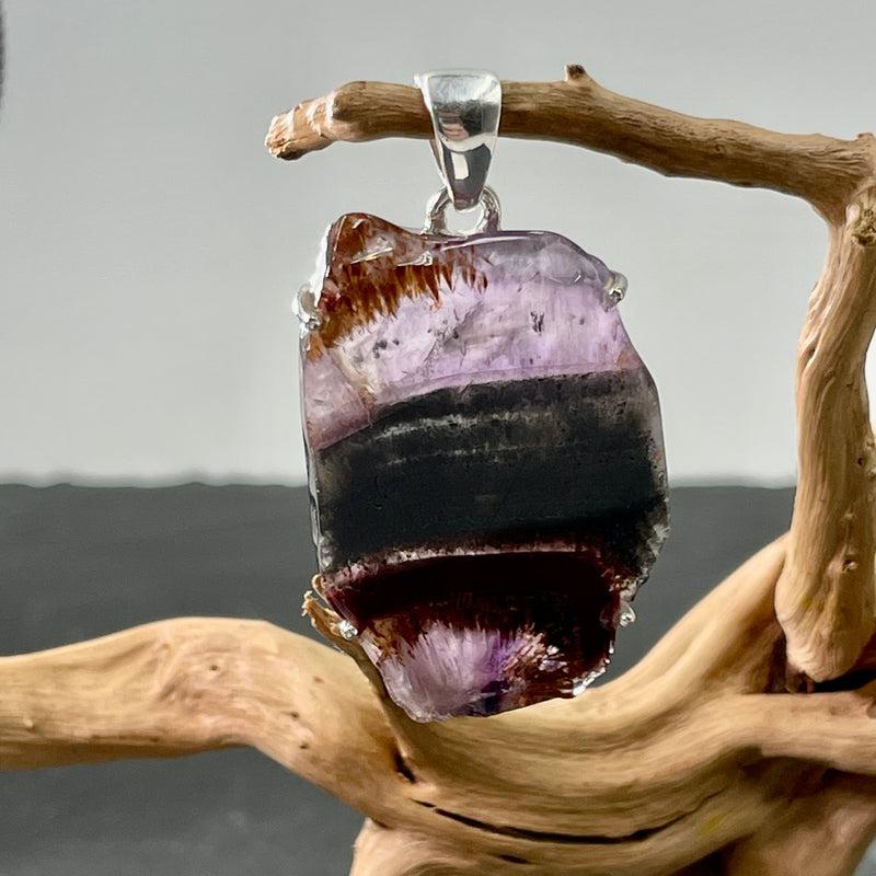 Natural Slice Super 7 Crystal Pendant | .925 Sterling Silver-Nature's Treasures