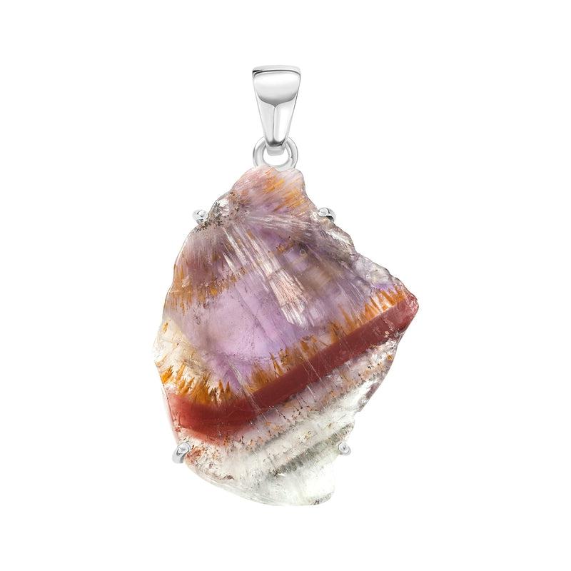 Natural Slice Super 7 Crystal Pendant | .925 Sterling Silver-Nature's Treasures