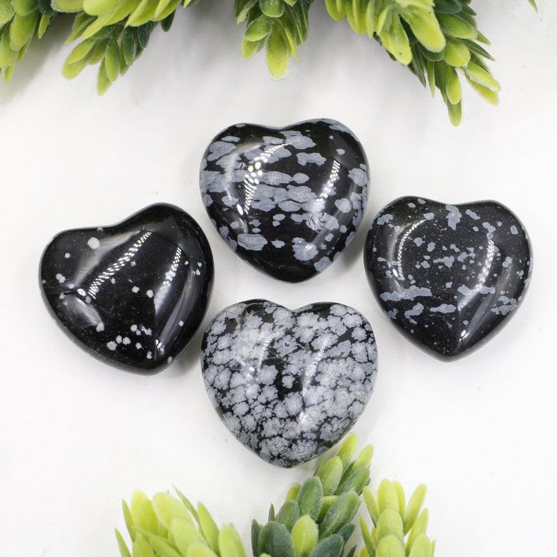 Natural Snowflake Obsidian Glass Pocket Hearts || Protection, Attunement || Mexico-Nature's Treasures
