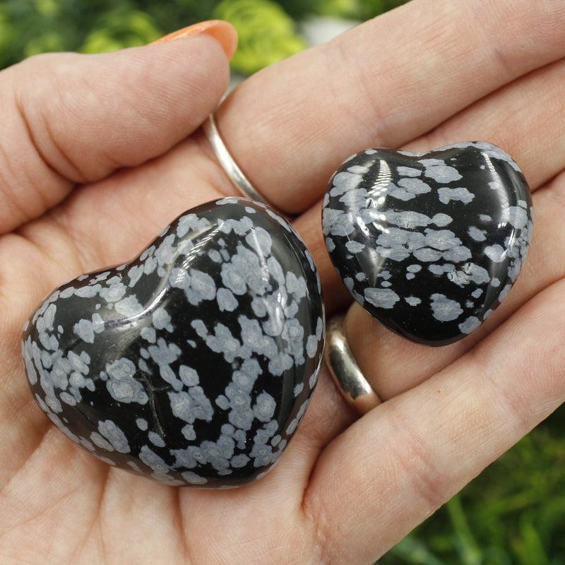 Natural Snowflake Obsidian Glass Pocket Hearts || Protection, Attunement || Mexico-Nature's Treasures