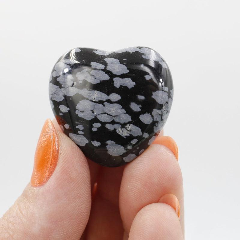 Natural Snowflake Obsidian Glass Pocket Hearts || Protection, Attunement || Mexico-Nature's Treasures
