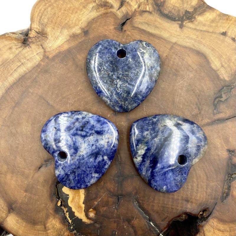 Natural Sodalite Flat Heart Pendant || Intuition, Observation || South Africa-Nature's Treasures
