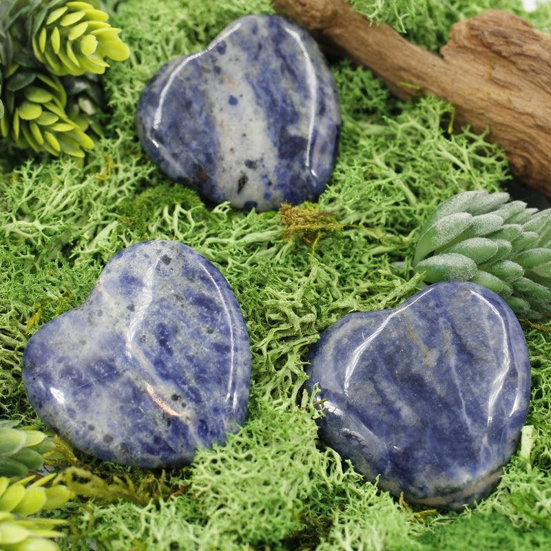 Natural Sodalite Flat Pocket Hearts || Intuition, Observation || South Africa-Nature's Treasures