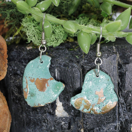 Natural Splash Copper Earrings || .925 Sterling Silver French Hook-Nature's Treasures