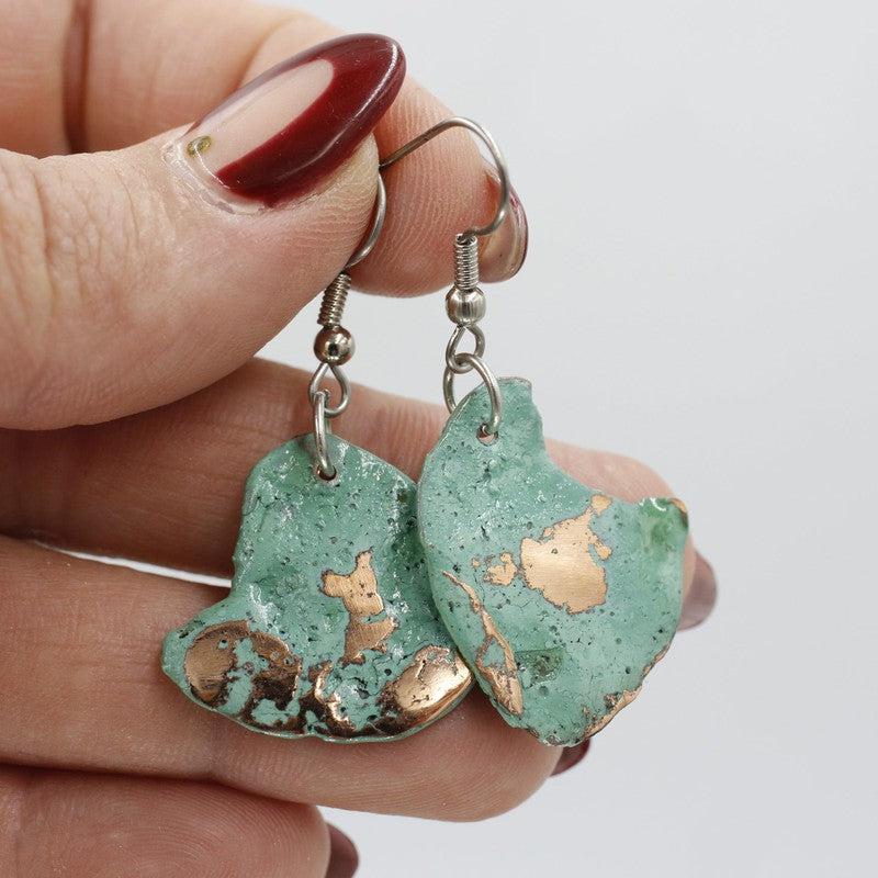 Natural Splash Copper Earrings || .925 Sterling Silver French Hook-Nature's Treasures