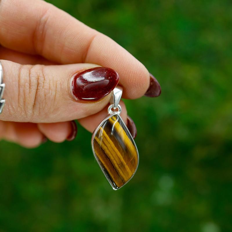 Natural Tiger's Eye Pendants || .925 Sterling Silver-Nature's Treasures