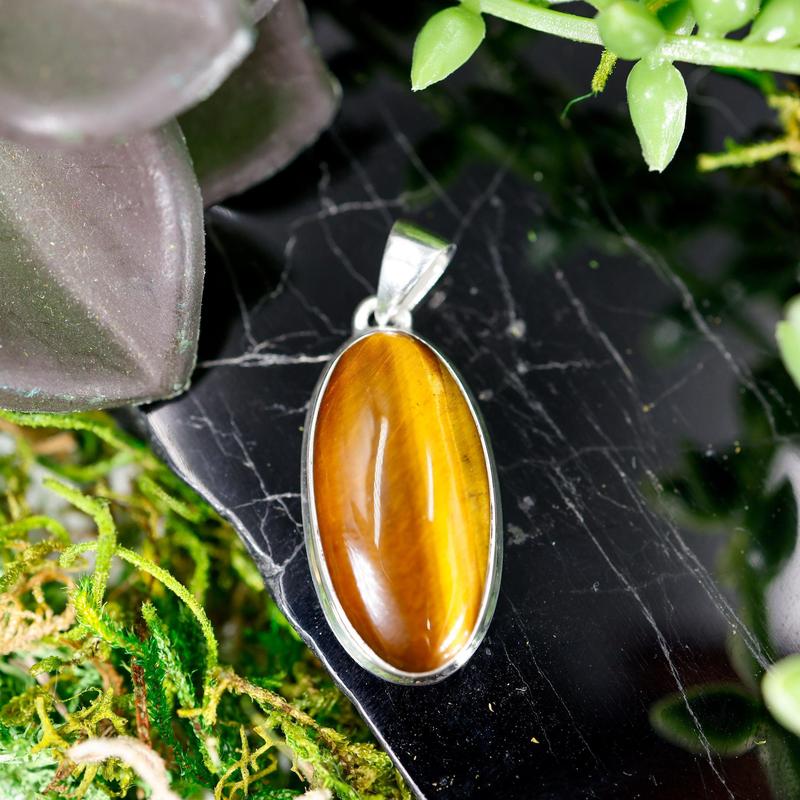 Natural Tiger's Eye Pendants || .925 Sterling Silver-Nature's Treasures