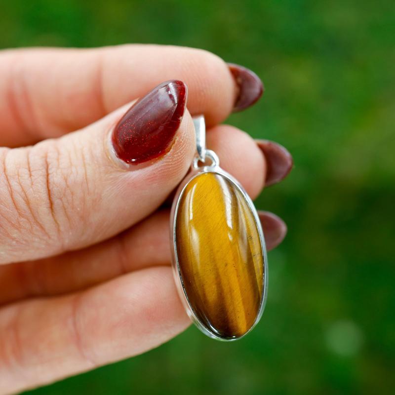 Natural Tiger's Eye Pendants || .925 Sterling Silver-Nature's Treasures