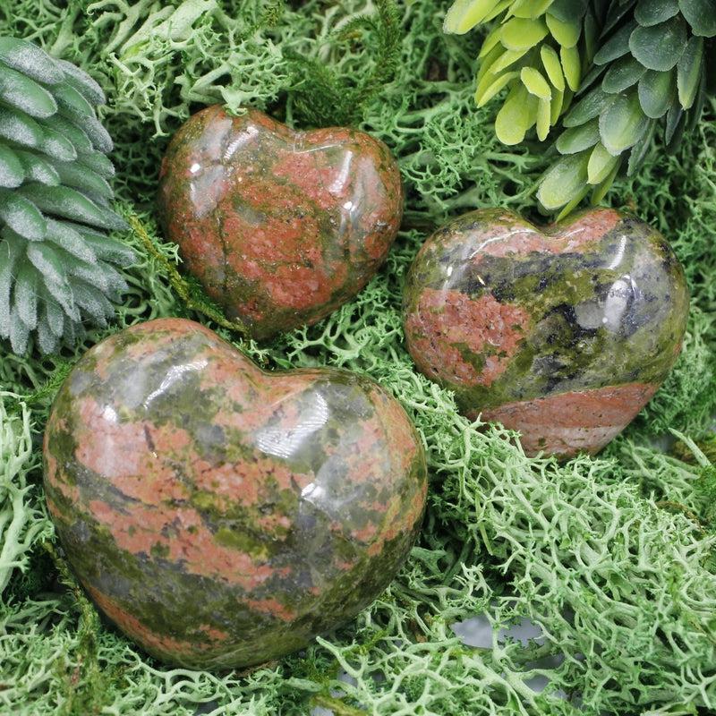 Natural Unakite Jasper Pocket Hearts || Emotional Healing, Grounding || Canada-Nature's Treasures