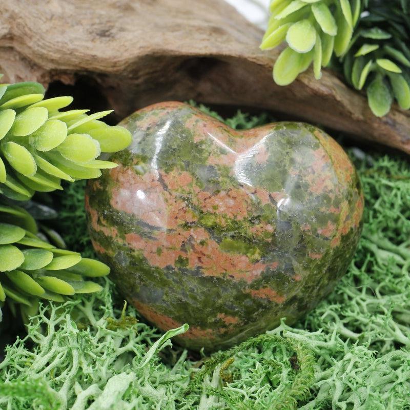 Natural Unakite Jasper Pocket Hearts || Emotional Healing, Grounding || Canada-Nature's Treasures