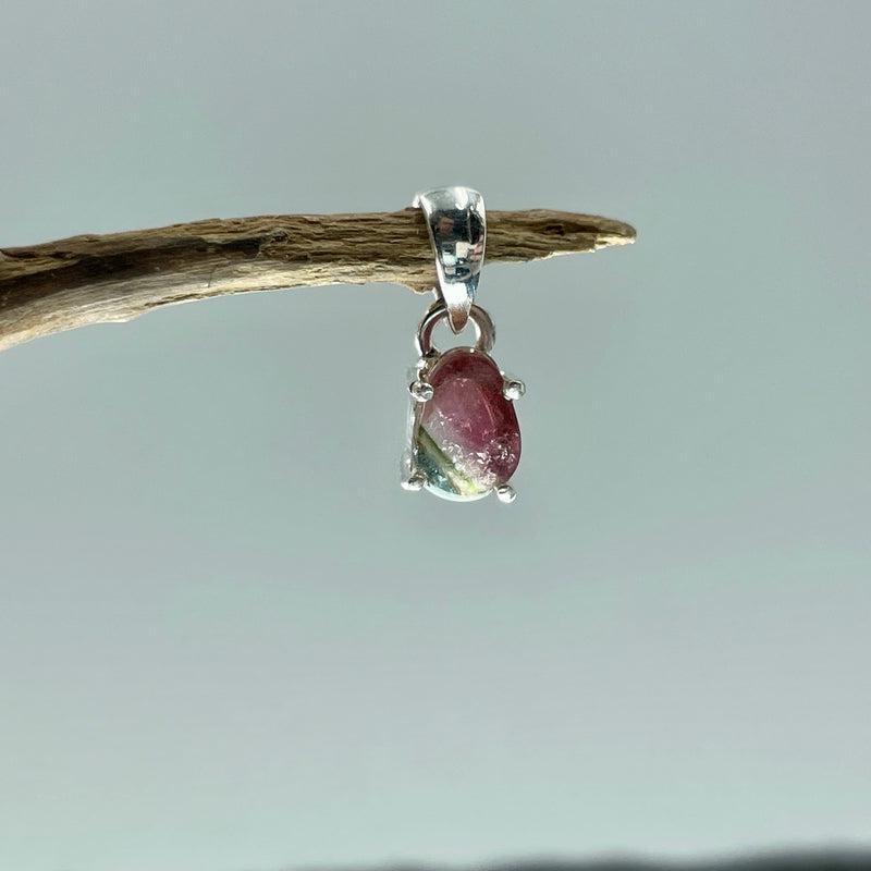 Natural Watermelon Tourmaline Pendant || .925 Sterling Silver-Nature's Treasures