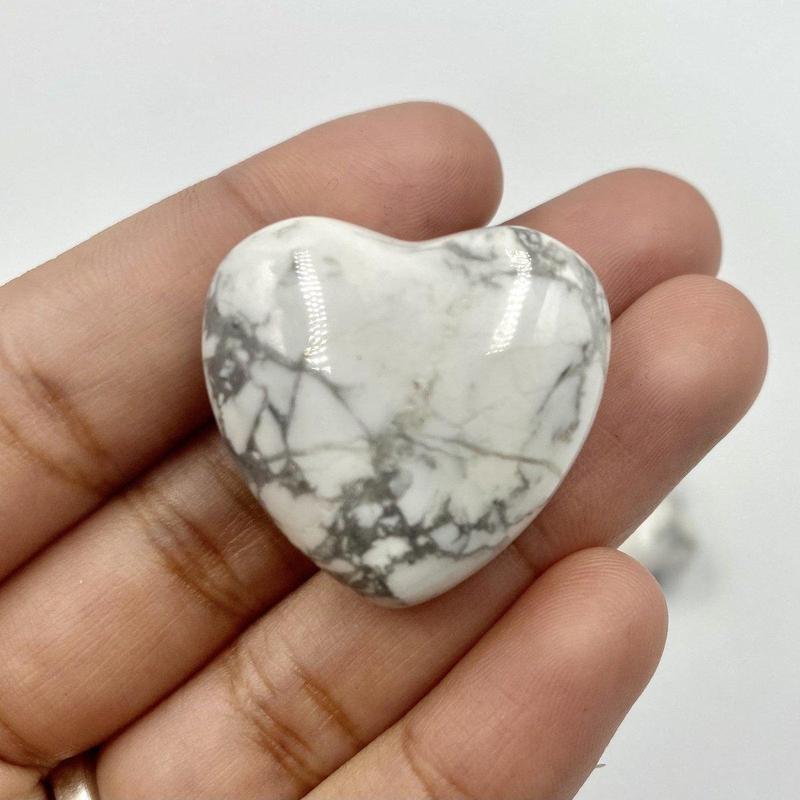 Natural White Howlite Pocket Hearts || Awareness, Stress, Calmness || Canada-Nature's Treasures