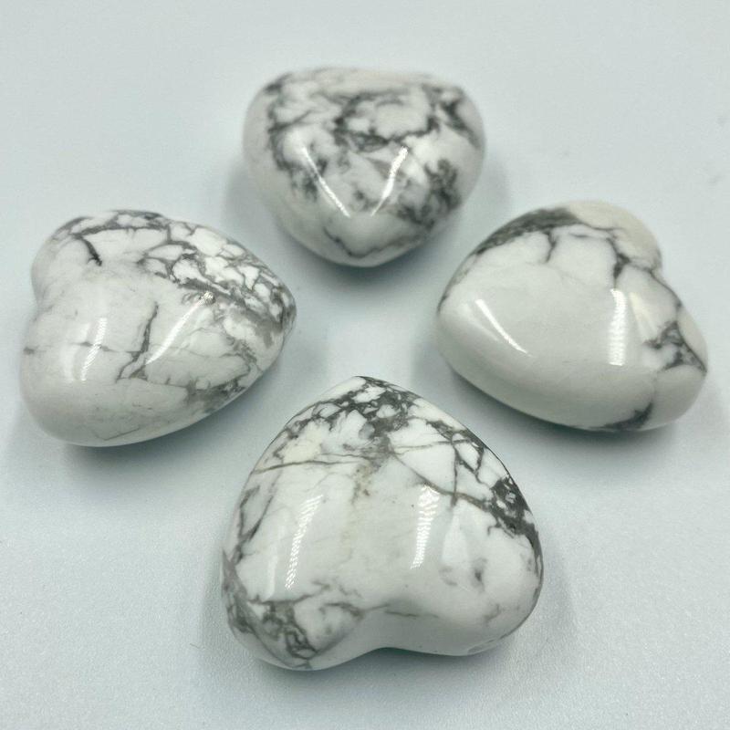 Natural White Howlite Pocket Hearts || Awareness, Stress, Calmness || Canada-Nature's Treasures