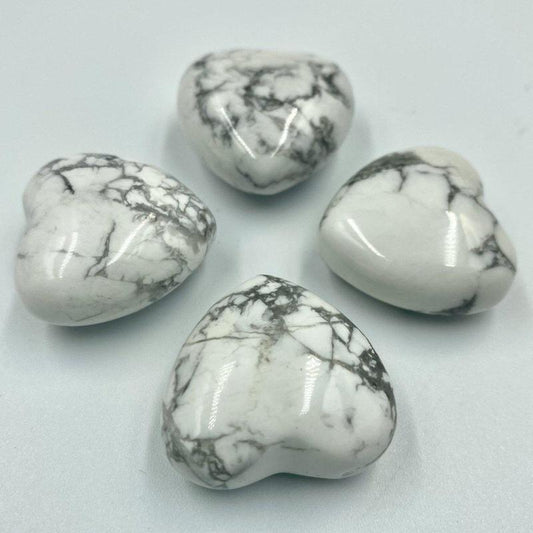 Natural White Howlite Pocket Hearts || Awareness, Stress, Calmness || Canada-Nature's Treasures